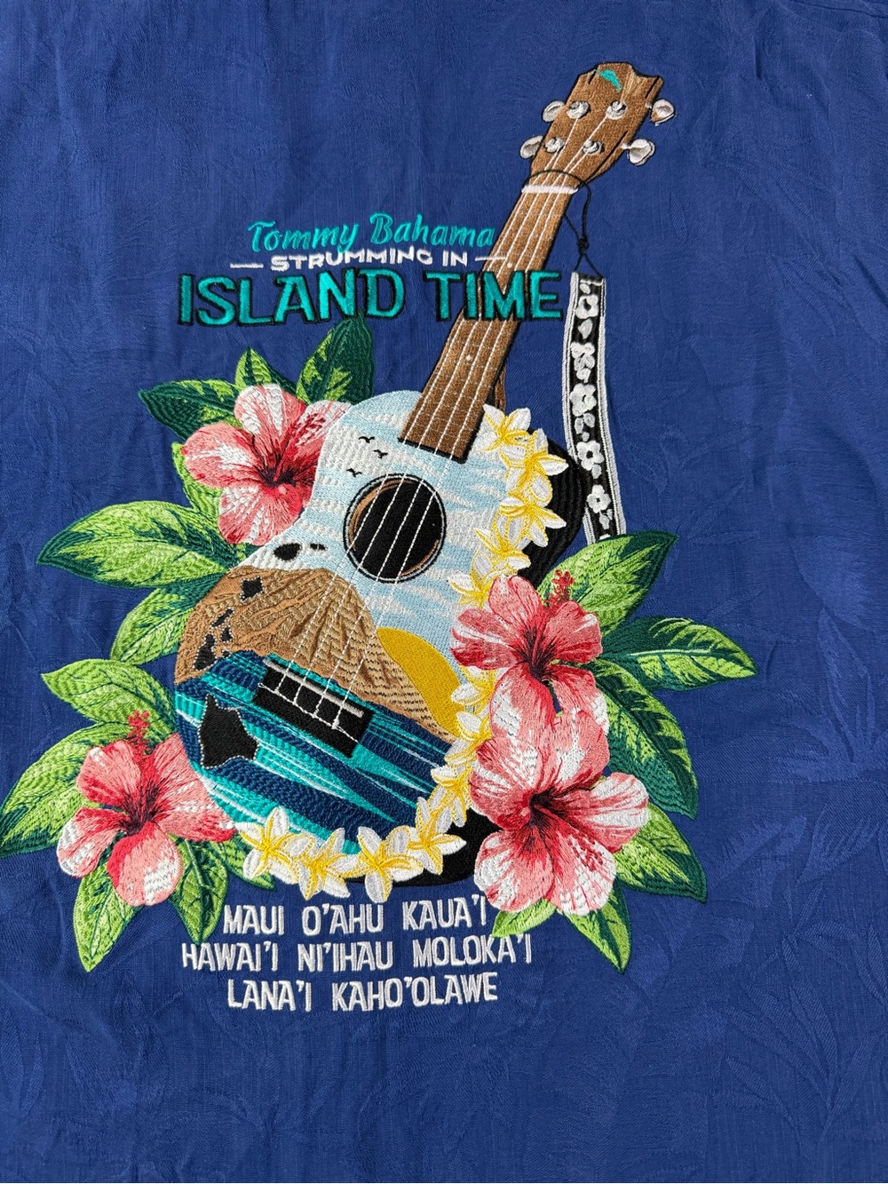 Tommy Bahama Strumming In Island Time Men S/S Silk Embroidered Shirt Size 2XL